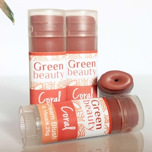 Cream Blush, Coral, blush stick, cheek blush, mineral makeup, natural makeup, lip stick, natural blush, no makeup makeup, natural cosmetics