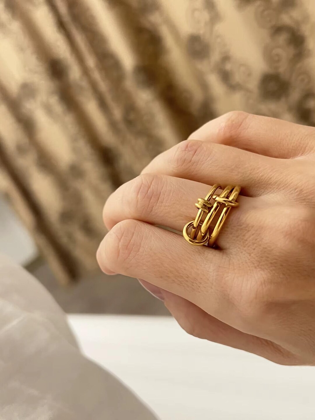 Bague Ultra Fine Acier Inoxydable Or Argent Et Or Rose Bague Empilable