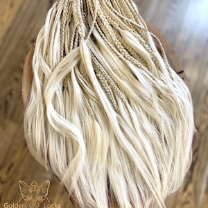 Blonde Double Ended Dreadlocks Set, Boho Braided Dreads Extensions, Platinum Blonde Synthetic Dreads, Full Head DE Locs, Festival Hair
