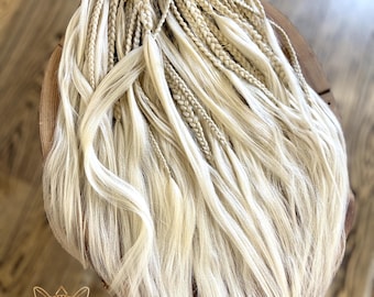 Set di dreadlocks biondi a doppia estremità, extension per dreadlocks intrecciati in stile boho, dreadlocks sintetici biondo platino, dreadlocks DE Locs per tutta la testa, acconciatura da festival