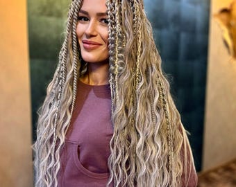 Blonde Ombre Synthetic Dreads: Boho Festival Hair Extensions