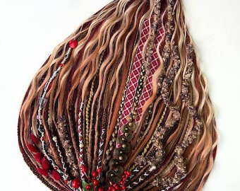 Extension per capelli in filato fantasy, dread e trecce boho fatte a mano, capelli per cosplay da festival, set di fibre artistiche testurizzate