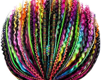 Treccine in kanekalon arcobaleno con nastri: extension intrecciate colorate per festival e stili unici