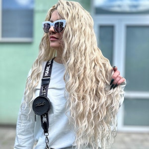 Platinum Blonde Wavy Dreadlocks: Synthetic Boho Hair Extensions Full Set