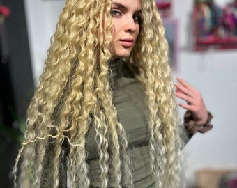 Dreadlocks sintetici biondi ondulati: extension per capelli lunghi e ricci