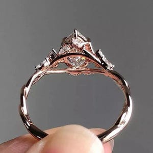 Floral Marquise Moissanite Engagement Ring: 14K Gold Wedding Ring