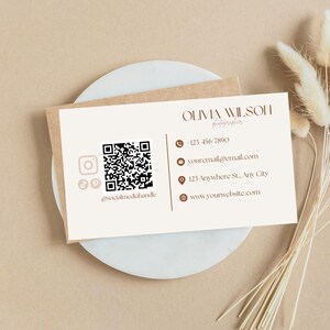 Editable Business Card Template with QR Code – Canva Digital Download