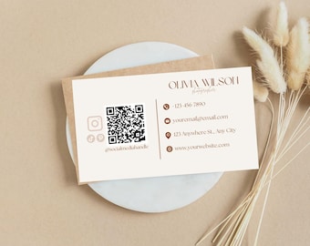 Editable Business Card Template with QR Code – Canva Digital Download