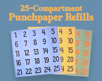 Punch Box Refill Papers: 24x24 Numbered Tissue Sheets with Adhesive
