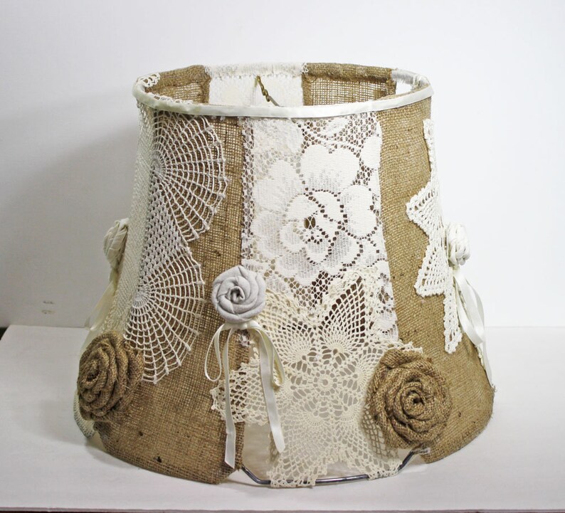 Abat jour fait main abat jour toile de jute et le crochet