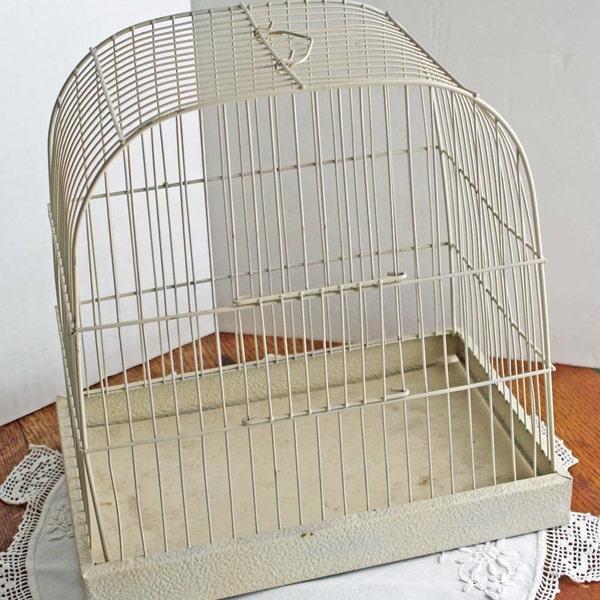 Vintage Birdcage bird cage Metal Shabby Creamy White