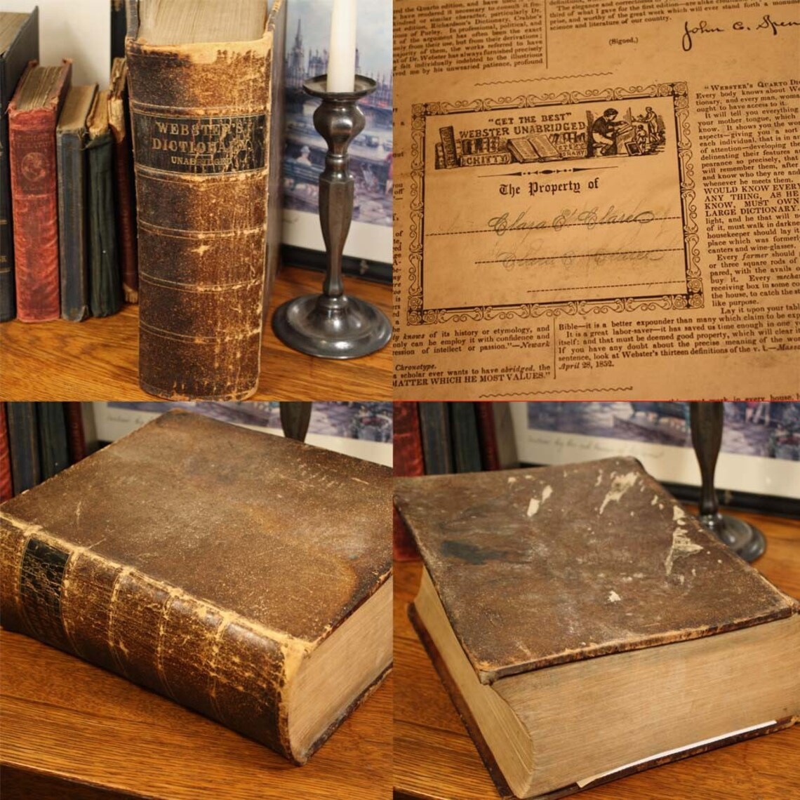 Antique Book ster's Dictionary 1855 Etsy