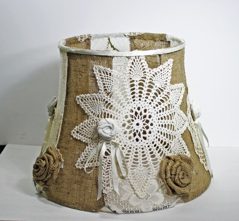 Abat jour fait main abat jour toile de jute et le crochet