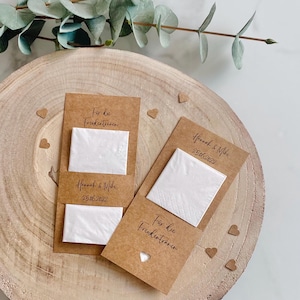 Tasche Freudentränen personalisiert für Taschentücher Hochzeit - verschiedene Ausführungen Beutel Banderole Kraftpapier