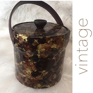 70&#39;s Ice Bucket. Glossy Gold, Brown & Bronze.
