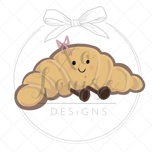 Autocollant en vinyle croissant pour fille avec noeud, autocollant de boulangerie mignon inspiré de Jellycat pour journal d'ordinateur portable, bouteille d'eau, autocollant esthétique alimentaire Kawaii