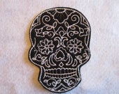 Embroidered Sugar Skull Iron On Patch, Sugar Skull, Iron On Patch, Skeleton Patch, Iron On Applique, Sugar Skull Applique, Skeleton. Goth