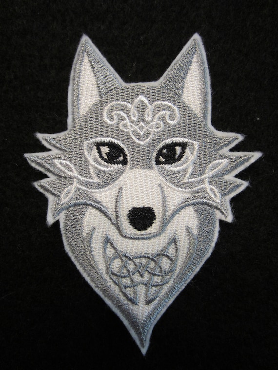 Embroidered Celtic Iron on Wolf Patch, Iron on Patch, Celtic Wolf