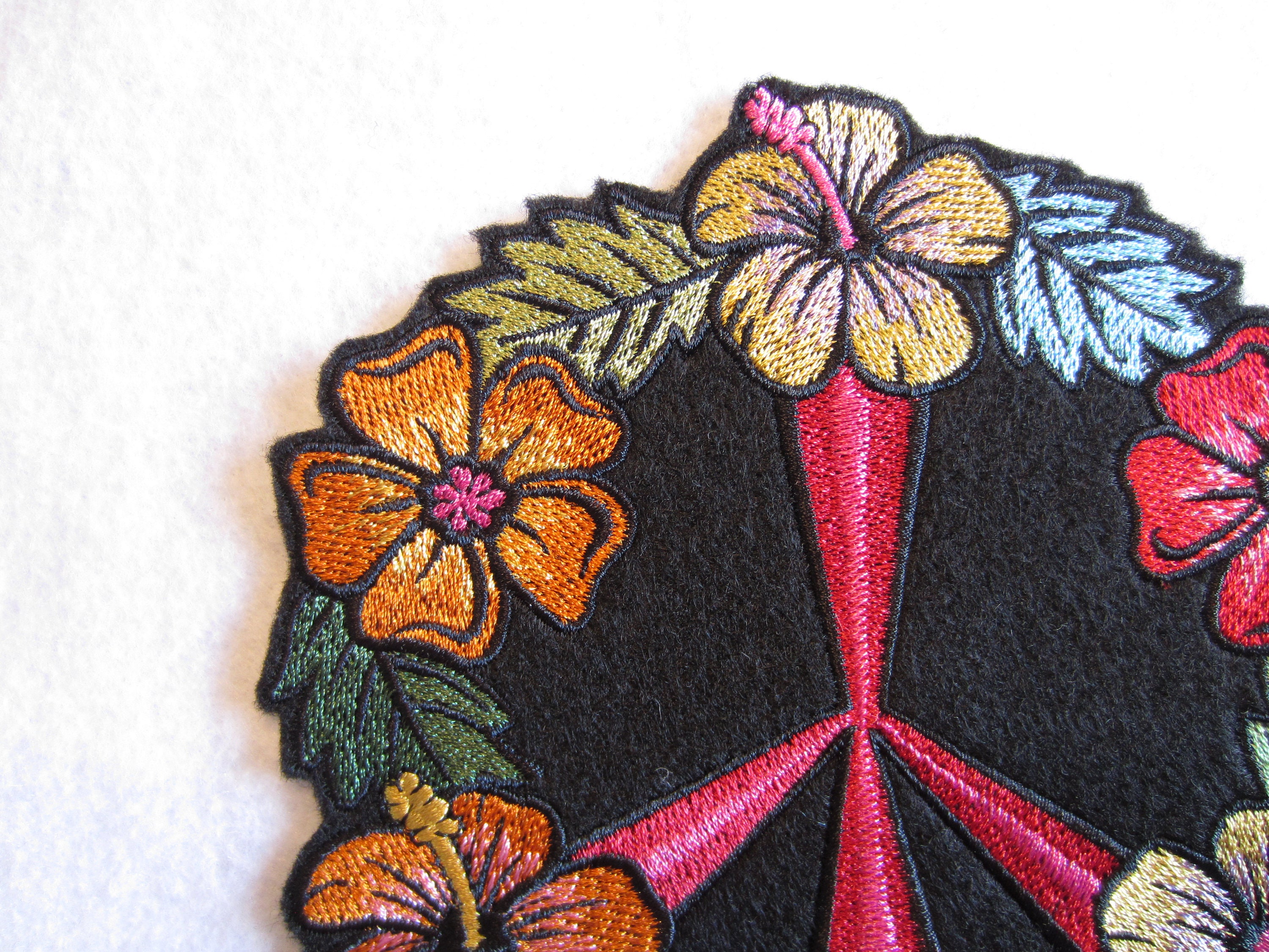 Embroidered Flower Peace Sign Iron on Patch, Hippie Applique - Etsy