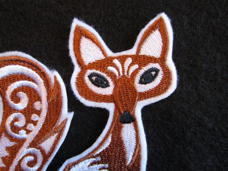 Fox Patch Fox Embroidered Fox Embroidered Applique Embroidered Fox Iron On Patch Fox Applique Iron On Fox