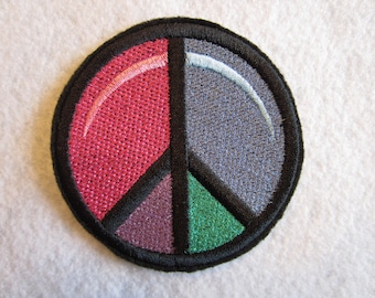 Embroidered Peace Sign Iron On Patch, Retro Hippie Style