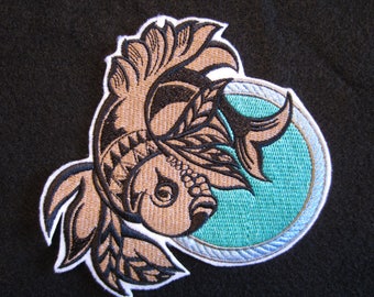 Embroidered Pisces Patch, Zodiac Iron On Applique, Astrological Sign