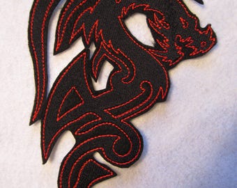 Large Embroidered  Dragon Applique Patch,  Iron On Applique, Dragon Applique, Dragon Patch