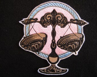 Libra Embroidered Zodiac Sign Iron On Patch, Libra Patch, Horoscope Patch, Iron On Patch, Libra Applique