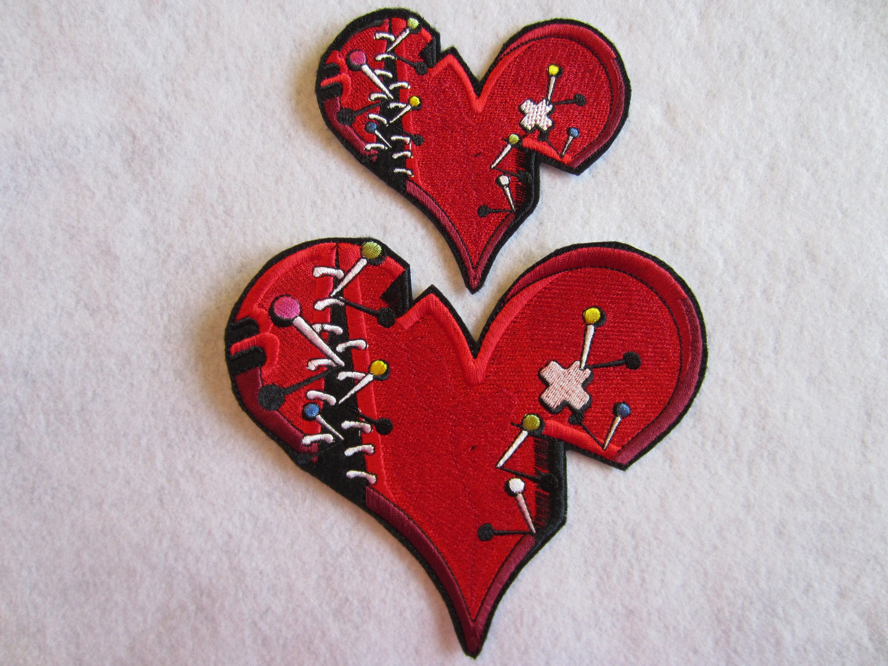 Broken Heart Patch - Unrequited Love with Monster Hands - Embroidered Iron  On Patches 