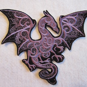 Embroidered Winged Dragon Iron On Patch, Dragon Patch, Dragon Applique, Iron On Patch, Mythical Dragon, Dragons