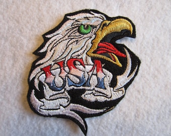 Embroidered Eagle Head Iron On Patch, Patriotic USA Applique
