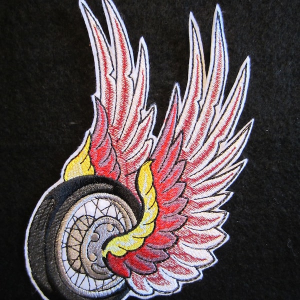 Embroidered Winged Wheel Iron On Patch, Winged Wheel, Iron On Patch, Biker Patch, Motorcycle Patch, Biker