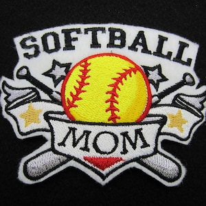 Embroidered Softball Mom Patch, Iron On Patch, Softball Mom Patch, Softball Patch, Embroidered Applique Softball Patch