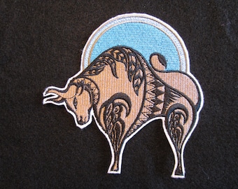 Taurus Embroidered Iron On Patch, Zodiac Horoscope Applique