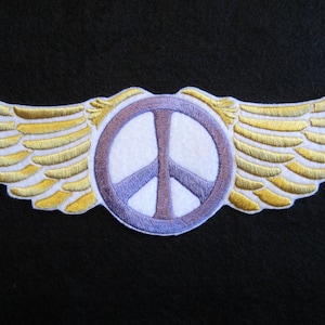 Embroidered Winged Peace Sign Iron On Patch, Iron On Patch, Peace Sign, Winged Peace Sign, Hippie Patch, Hippies