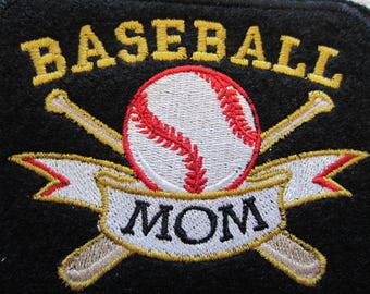 Baseball Mom Iron on Embroidered Patch, Mom patch, Iron on patch, Embroidered Patch, Baseball patch