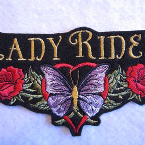 Lady Butterfly Embroidery Biker Patch