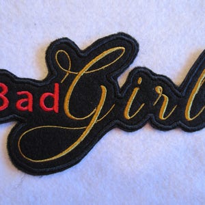 Embroidered Bad Girl Iron On Patch, Biker Patch, Iron On Patch, Motorcycle Patch,  Bad Girl Patch