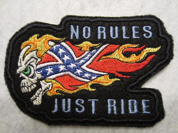 Embroidered Motorcycle Iron on Patch, No Rules Just Ride