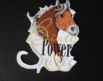 Large Embroidered Horse Patch, Beauty Power Spirit Iron On Applique