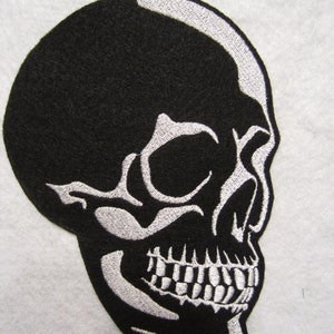 Large Embroidered Skull Iron On Patch, Skull Patch, Skeleton Patch, Iron On Skull Applique