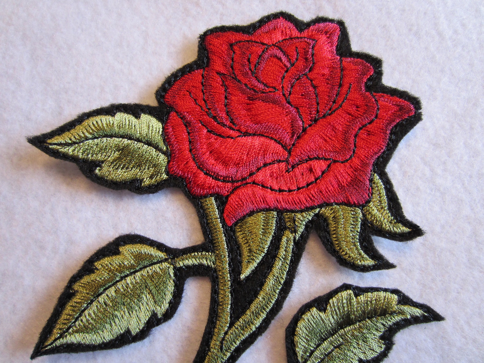 Embroidered Red Rose Iron on Patch. Rose Patch Red Rose Rose Etsy