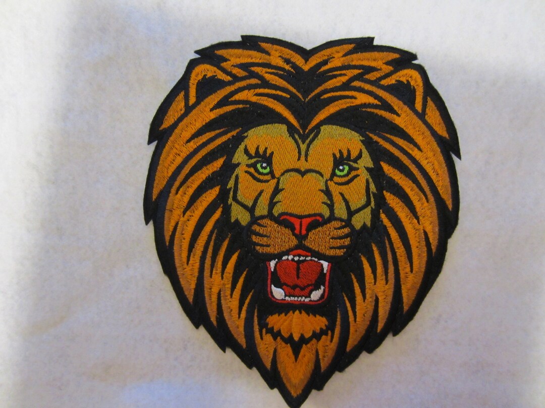 Embroidered Iron on Lion Patch, Iron on Patch, Lion, Lion Applique