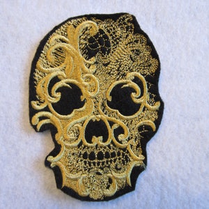 Embroidered Skull Iron On Patch, Iron On Patch, Skull Patch, Skull Applique, Goth Patch, Biker Patch