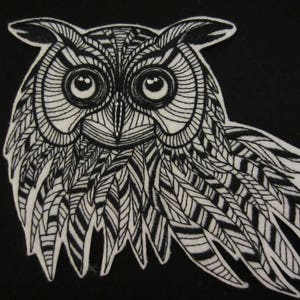 Large Embroidered Owl Patch, Iron On Owl Patch, Iron On Applique, Owl Patch, Embroidered Owl Patch