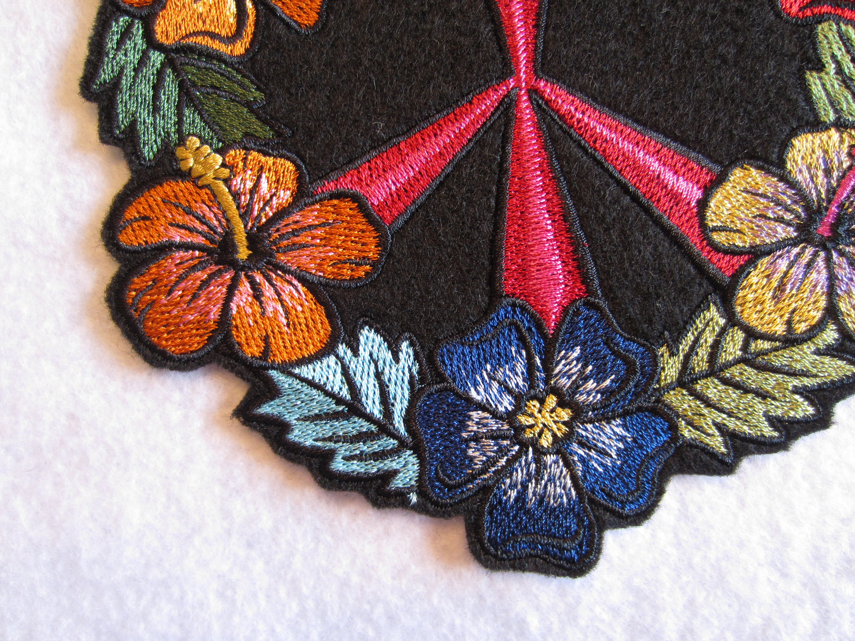 Embroidered Flower Peace Sign Iron on Patch, Hippie Applique - Etsy