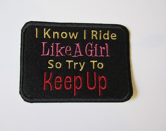 Embroidered Biker Iron On Patch, Biker Patch, Iron On Patch, Motorcycle, Motorcycle Patch, Girl Biker Patch