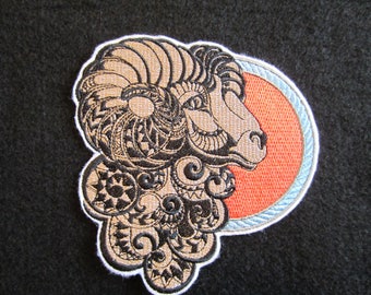 Embroidered Aries Ram Zodiac Sign Iron On Patch