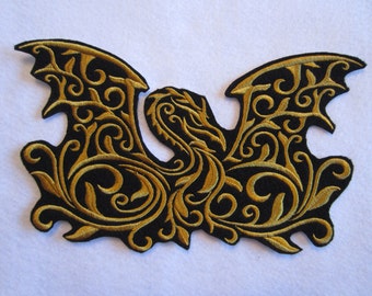 Embroidered Dragon Iron on Applique Patch, Patches, Dragons, Fusible