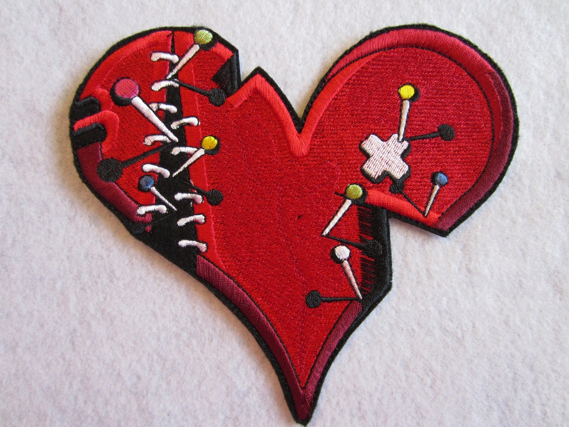 Embroidered Broken Heart Iron on Patch Iron on Patch Heart Etsy